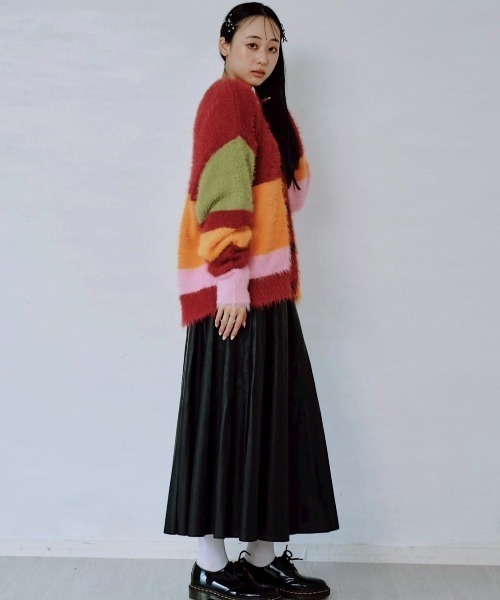 Paradise Picnic（パラダイスピクニック）の「HCAE マルチカラーシャギーニットカーディガン（カーディガン/ボレロ・レディース・グレー/レッド・FREE）」の22枚目の写真