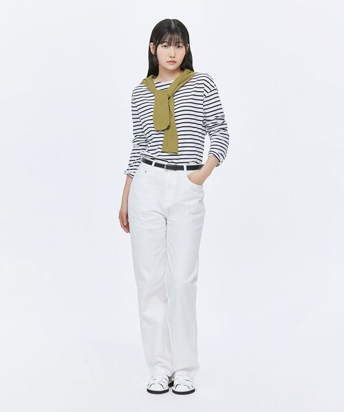MUSINSA STANDARD WOMAN（ムシンサスタンダードウーマン）の「ウィメンズストライプボートネック長袖Tシャツ[アイボリー/ネイビー]（Tシャツ/カットソー・レディース・その他・X-SMALL/SMALL/MEDIUM/LARGE）」の12枚目の写真