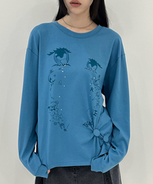 TYPESERVICE（タイプサービス）の「Cry Eyes Ruched Top [Blue]（Tシャツ/カットソー）」