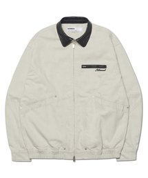 VINTAGE LEATHER COLLAR WORK JACKET - OFF WHITE