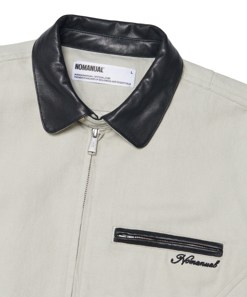 NOMANUAL（NOMANUAL）の「VINTAGE LEATHER COLLAR WORK JACKET - OFF WHITE（ブルゾン・レディース・その他・SMALL/MEDIUM/LARGE）」の5枚目の写真