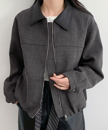 LOWO（ロワ）の「異素材MIX ジップアップ ブルゾン 冬 秋 レディース アウター（ブルゾン）」