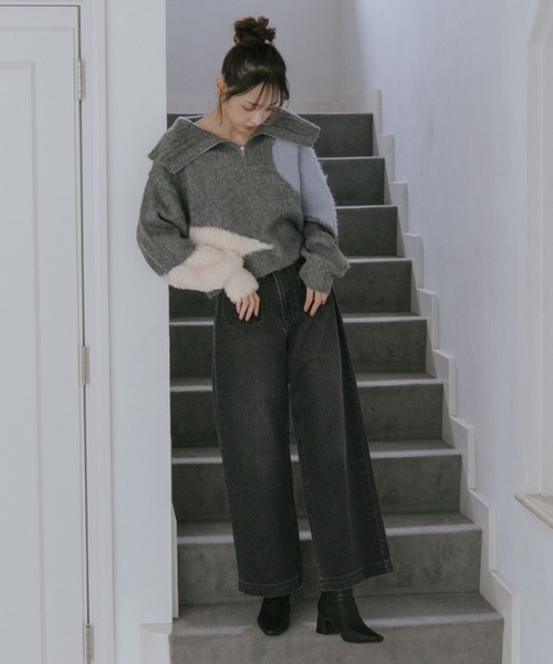 archives（アルシーヴ）の「ハーフＺＩＰインターシャニットプルオーバー（ニット/セーター・レディース・アイボリー/グレー/ブラウン・MEDIUM）」の9枚目の写真