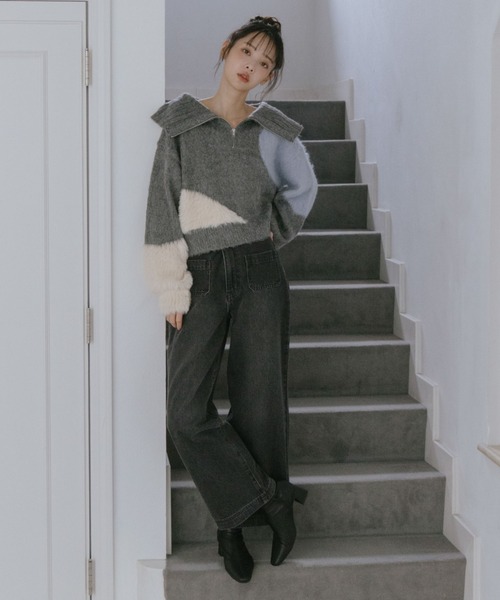 archives（アルシーヴ）の「ハーフＺＩＰインターシャニットプルオーバー（ニット/セーター・レディース・アイボリー/グレー/ブラウン・MEDIUM）」の8枚目の写真