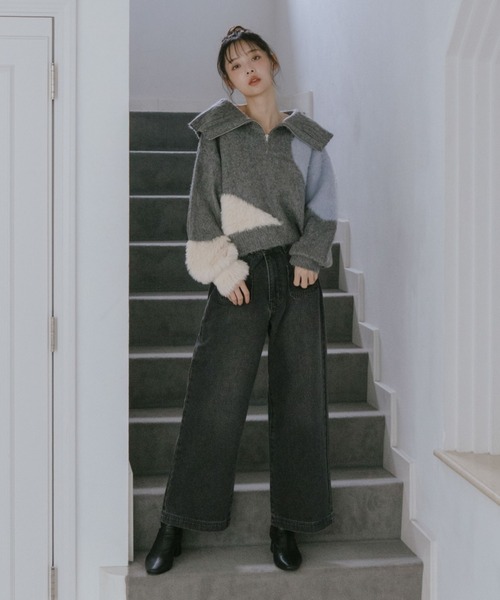 archives（アルシーヴ）の「ハーフＺＩＰインターシャニットプルオーバー（ニット/セーター・レディース・アイボリー/グレー/ブラウン・MEDIUM）」の10枚目の写真