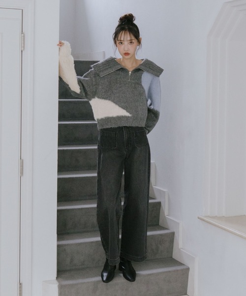 archives（アルシーヴ）の「ハーフＺＩＰインターシャニットプルオーバー（ニット/セーター・レディース・アイボリー/グレー/ブラウン・MEDIUM）」の11枚目の写真