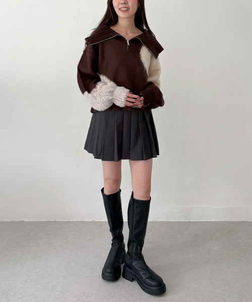 archives（アルシーヴ）の「ハーフＺＩＰインターシャニットプルオーバー（ニット/セーター・レディース・アイボリー/グレー/ブラウン・MEDIUM）」の18枚目の写真