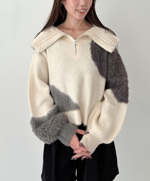 archives（アルシーヴ）の「ハーフＺＩＰインターシャニットプルオーバー（ニット/セーター・レディース・アイボリー/グレー/ブラウン・MEDIUM）」の21枚目の写真