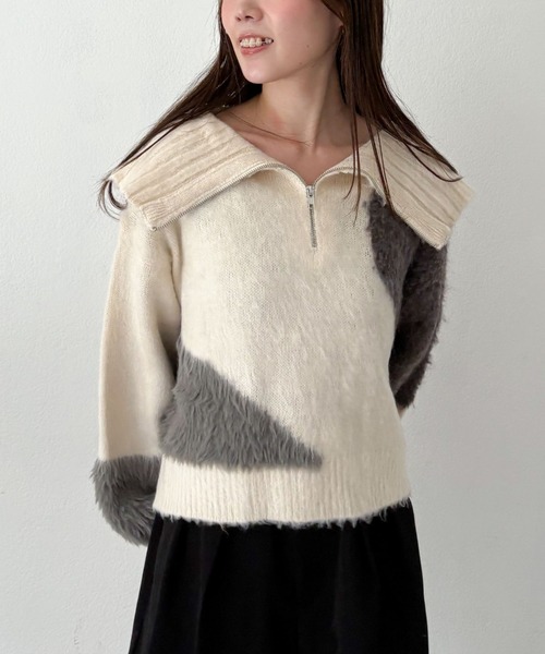archives（アルシーヴ）の「ハーフＺＩＰインターシャニットプルオーバー（ニット/セーター・レディース・アイボリー/グレー/ブラウン・MEDIUM）」の22枚目の写真
