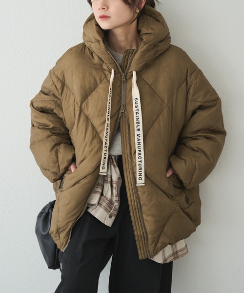 PUAL CE CIN リサイクルダウンジップアップフードジャケット リサイクルダウンジップアップフードジャケット（ダウンジャケット