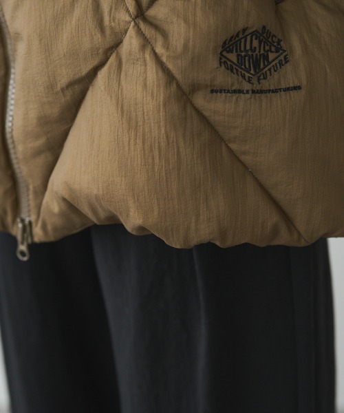 PUAL CE CIN リサイクルダウンジップアップフードジャケット キャメル