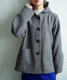 GOLDJAPAN（ゴールドジャパン）の「裏配色ニットフード付きコート【大きいサイズ対応】（ダウンジャケット/コート）」