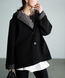 GOLDJAPAN（ゴールドジャパン）の「裏配色ニットフード付きコート【大きいサイズ対応】（ダウンジャケット/コート）」