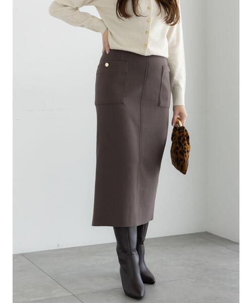 Te chichi（テチチ）の「メルトンジャージーナロースカート（スカート・レディース・ネイビー/モカ/オフホワイト・F）」の2枚目の写真