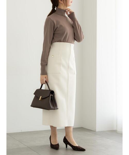 Te chichi（テチチ）の「メルトンジャージーナロースカート（スカート・レディース・ネイビー/モカ/オフホワイト・F）」の4枚目の写真