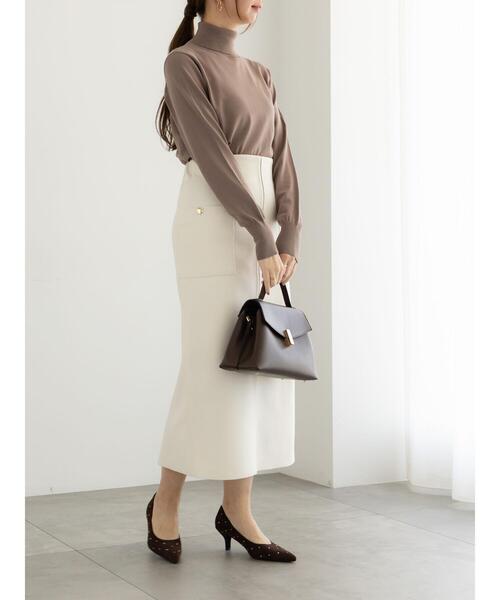 Te chichi（テチチ）の「メルトンジャージーナロースカート（スカート・レディース・ネイビー/モカ/オフホワイト・F）」の5枚目の写真