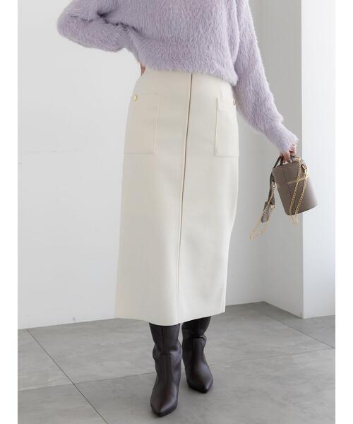 Te chichi（テチチ）の「メルトンジャージーナロースカート（スカート・レディース・ネイビー/モカ/オフホワイト・F）」の8枚目の写真