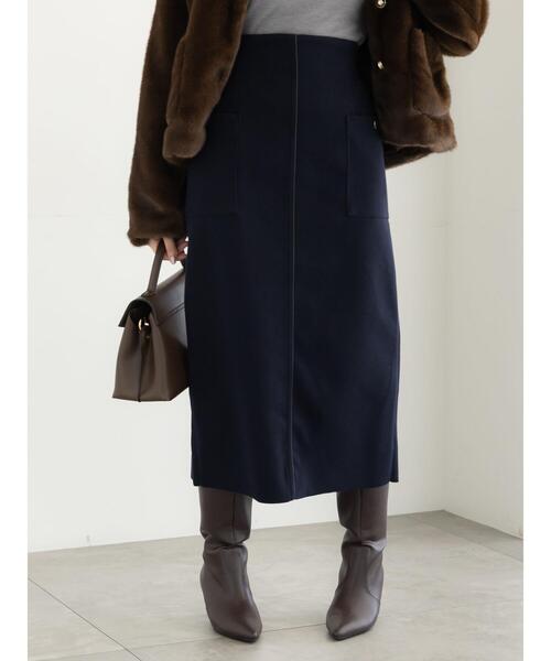 Te chichi（テチチ）の「メルトンジャージーナロースカート（スカート・レディース・ネイビー/モカ/オフホワイト・F）」の18枚目の写真