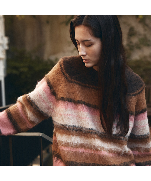 VANONE ATELIER(バノンアトリエ)の「KN4276 グラデーションストライプニット_Brown(ニット/セーター・レディース・ブラウン・FREE)」の1枚目の写真