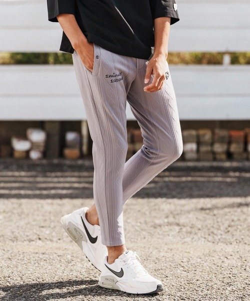 1minute 1second（ワンミニットワンセカンド）の「mp14364-diamond shaped jacquard knit pants イージーパンツ(1M26H100)（その他パンツ・メンズ・ブラック/オフホワイト/グレー・S/M/L/XL）」の3枚目の写真