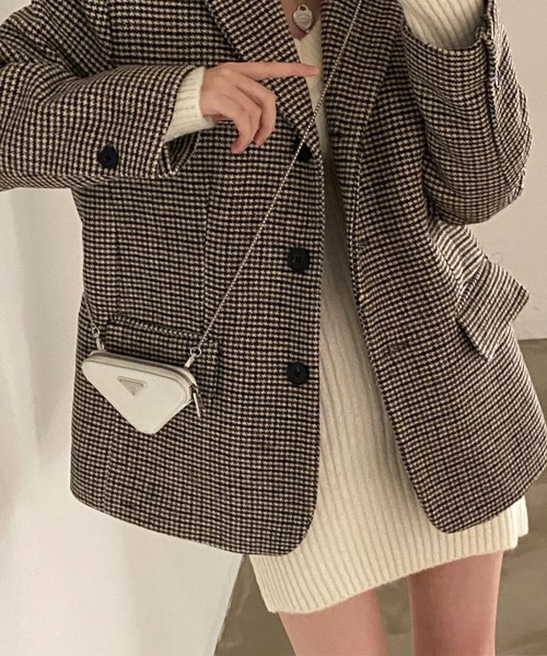 emi+（エミプラス）の「千鳥柄テーラードジャケット（テーラードジャケット・レディース・ブラック系その他/ブラウン系その他・FREE）」の6枚目の写真