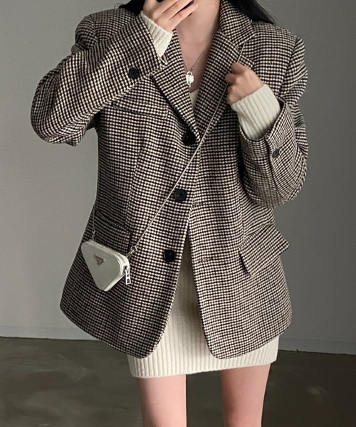 emi+（エミプラス）の「千鳥柄テーラードジャケット（テーラードジャケット・レディース・ブラック系その他/ブラウン系その他・FREE）」の8枚目の写真