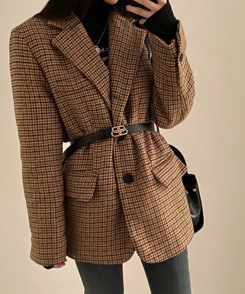emi+（エミプラス）の「千鳥柄テーラードジャケット（テーラードジャケット・レディース・ブラック系その他/ブラウン系その他・FREE）」の11枚目の写真