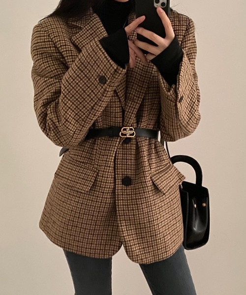 emi+（エミプラス）の「千鳥柄テーラードジャケット（テーラードジャケット・レディース・ブラック系その他/ブラウン系その他・FREE）」の12枚目の写真