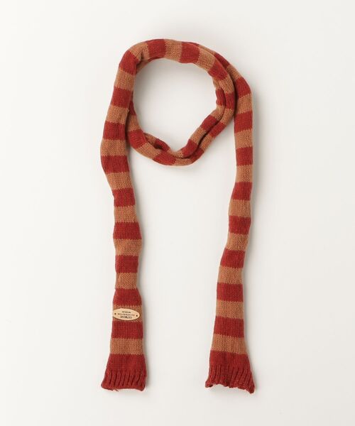 Vini（ヴィニ）の「バイカラー ストライプ ニットタイマフラー（マフラー・レディース・チャコールグレー/グリーン/レッド/ブラック・FREE）」の11枚目の写真