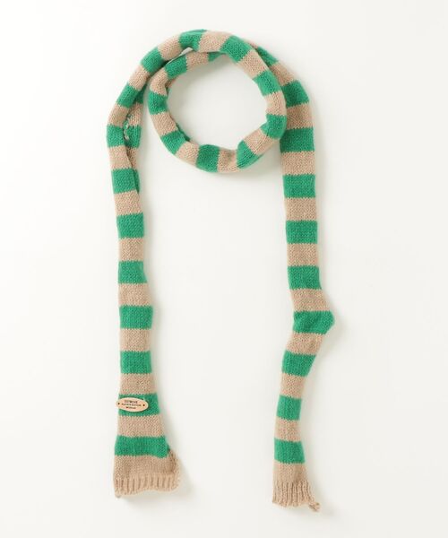 Vini（ヴィニ）の「バイカラー ストライプ ニットタイマフラー（マフラー・レディース・チャコールグレー/グリーン/レッド/ブラック・FREE）」の12枚目の写真