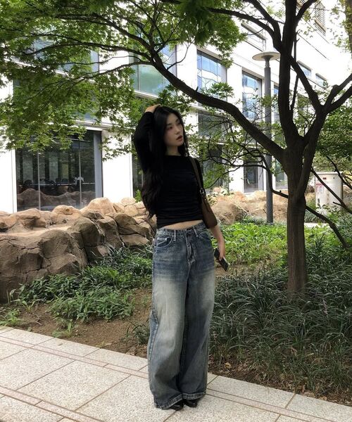 MONGDOL(モンドル)の「チューブトップシャーリングレイヤードTシャツブラック MDTS083BLACK(Tシャツ/カットソー・レディース・その他・F)」の3枚目の写真