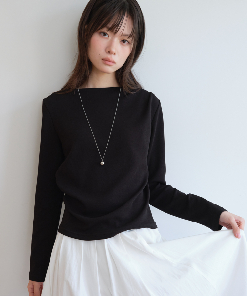 YUPPE（ヨッペ）の「SLIM BOAT T-SHIRT_BLACK（Tシャツ/カットソー・レディース・その他・ONE SIZE）」の4枚目の写真