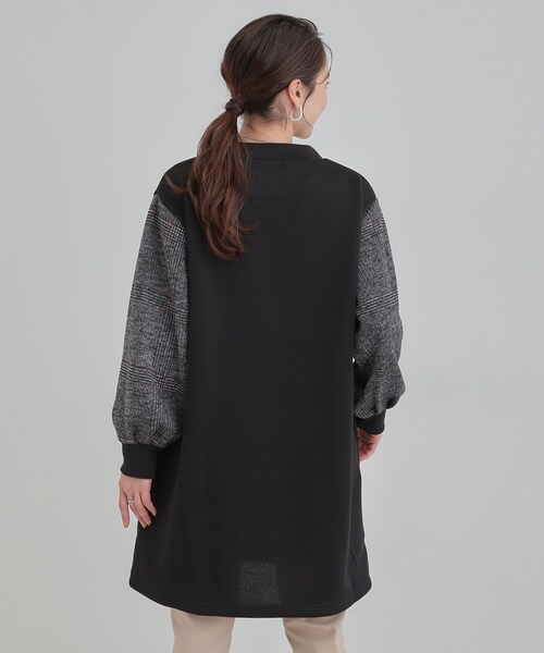 SHOO・LA・RUE(シューラルー)の「【あったか/S-LL】お袖チェック裏起毛チュニック(チュニック・レディース・ブルーグリーン/ブラック/チャコールグレー・04/03/02/01)」の9枚目の写真