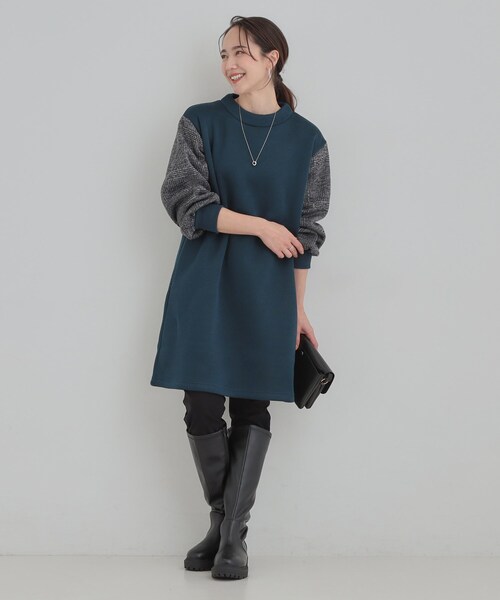 SHOO・LA・RUE(シューラルー)の「【あったか/S-LL】お袖チェック裏起毛チュニック(チュニック・レディース・ブルーグリーン/ブラック/チャコールグレー・04/03/02/01)」の14枚目の写真
