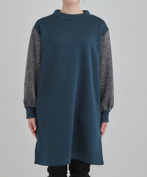 SHOO・LA・RUE(シューラルー)の「【あったか/S-LL】お袖チェック裏起毛チュニック(チュニック・レディース・ブルーグリーン/ブラック/チャコールグレー・04/03/02/01)」の16枚目の写真