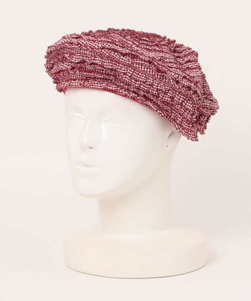ギンガムチェックフリルベレー帽（ハンチング/ベレー帽）｜PINK HOUSE