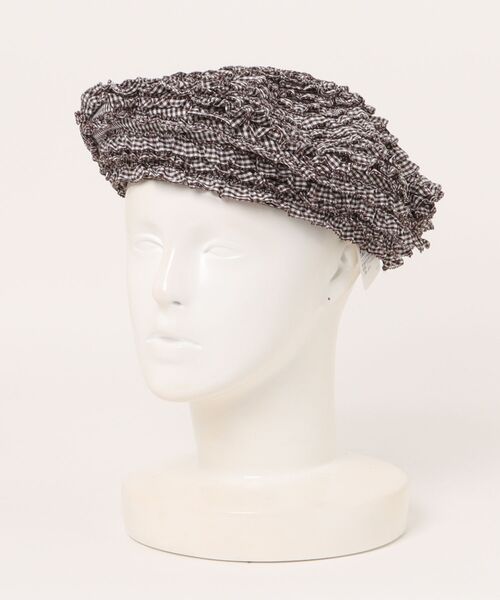 ギンガムチェックフリルベレー帽（ハンチング/ベレー帽）｜PINK HOUSE