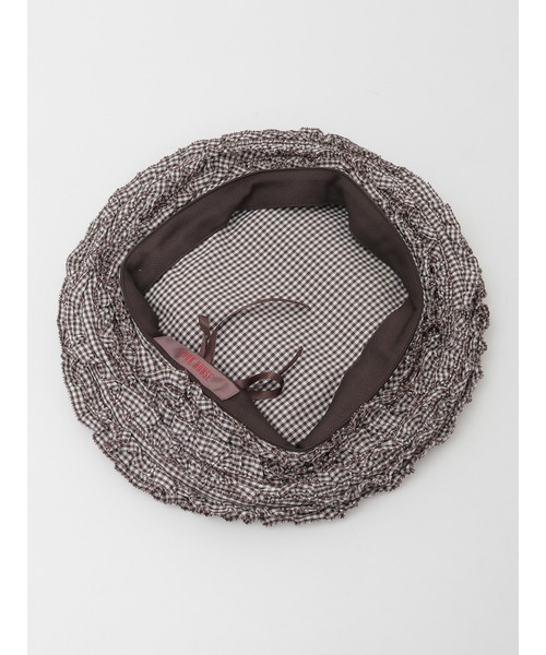 ギンガムチェックフリルベレー帽（ハンチング/ベレー帽）｜PINK HOUSE