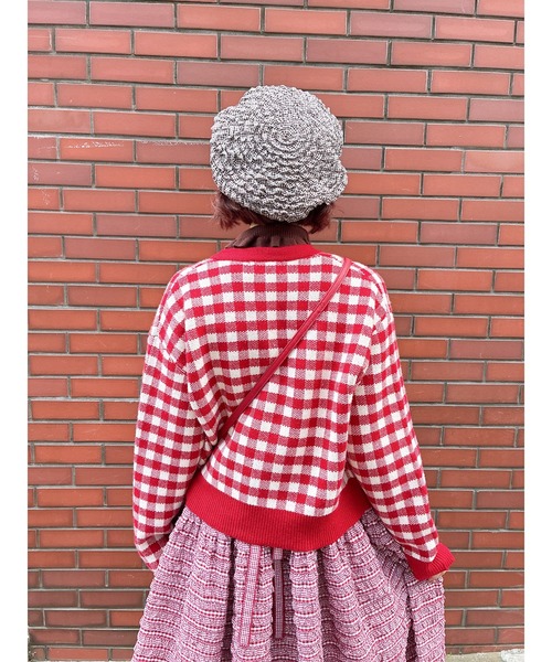 ギンガムチェックフリルベレー帽（ハンチング/ベレー帽）｜PINK HOUSE