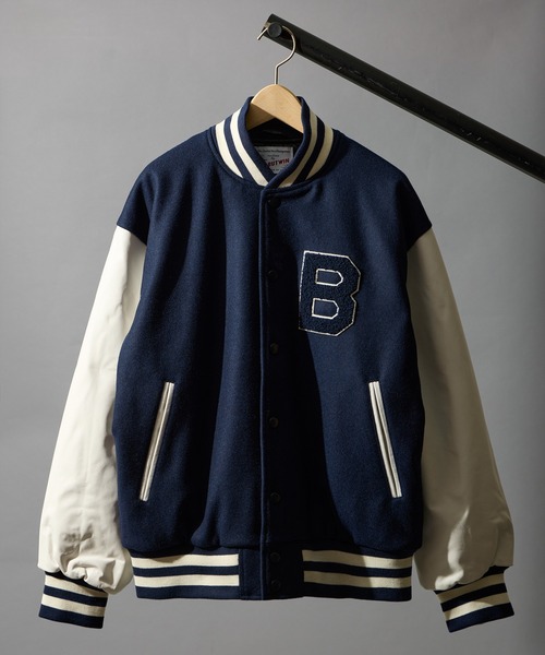 BUTWIN（バトウィン）の「【BUTWIN / バトウィン】ウール×レザーコンビスタンジャン（スタジャン・メンズ・ブラック/ネイビー・M/L/XL/S）」の2枚目の写真