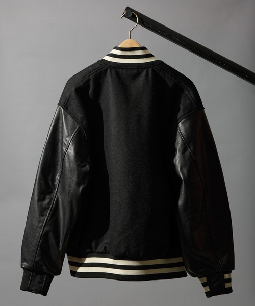 BUTWIN（バトウィン）の「【BUTWIN / バトウィン】ウール×レザーコンビスタンジャン（スタジャン・メンズ・ブラック/ネイビー・M/L/XL/S）」の6枚目の写真
