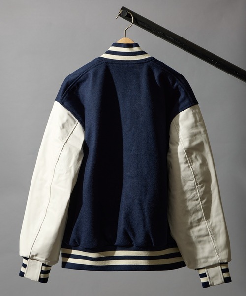 BUTWIN（バトウィン）の「【BUTWIN / バトウィン】ウール×レザーコンビスタンジャン（スタジャン・メンズ・ブラック/ネイビー・M/L/XL/S）」の7枚目の写真