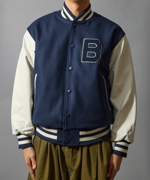 BUTWIN（バトウィン）の「【BUTWIN / バトウィン】ウール×レザーコンビスタンジャン（スタジャン・メンズ・ブラック/ネイビー・M/L/XL/S）」の12枚目の写真