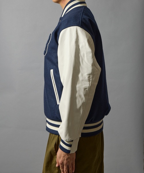 BUTWIN（バトウィン）の「【BUTWIN / バトウィン】ウール×レザーコンビスタンジャン（スタジャン・メンズ・ブラック/ネイビー・M/L/XL/S）」の14枚目の写真