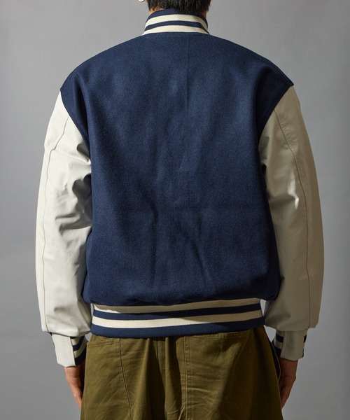 BUTWIN（バトウィン）の「【BUTWIN / バトウィン】ウール×レザーコンビスタンジャン（スタジャン・メンズ・ブラック/ネイビー・M/L/XL/S）」の15枚目の写真