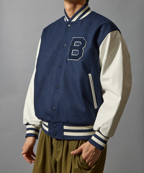 BUTWIN（バトウィン）の「【BUTWIN / バトウィン】ウール×レザーコンビスタンジャン（スタジャン・メンズ・ブラック/ネイビー・M/L/XL/S）」の13枚目の写真