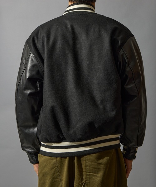 BUTWIN（バトウィン）の「【BUTWIN / バトウィン】ウール×レザーコンビスタンジャン（スタジャン・メンズ・ブラック/ネイビー・M/L/XL/S）」の11枚目の写真
