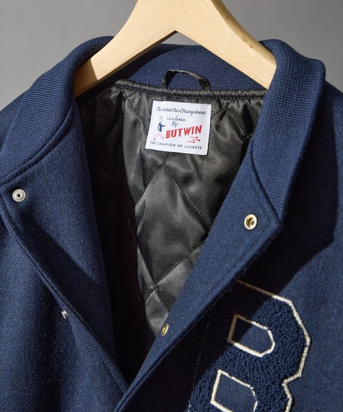 BUTWIN（バトウィン）の「【BUTWIN / バトウィン】ウール×レザーコンビスタンジャン（スタジャン・メンズ・ブラック/ネイビー・M/L/XL/S）」の18枚目の写真