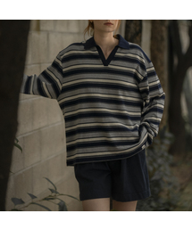 Stripe overfit collar longsleeve T-shirt [KNFW03TS07]_[3color]