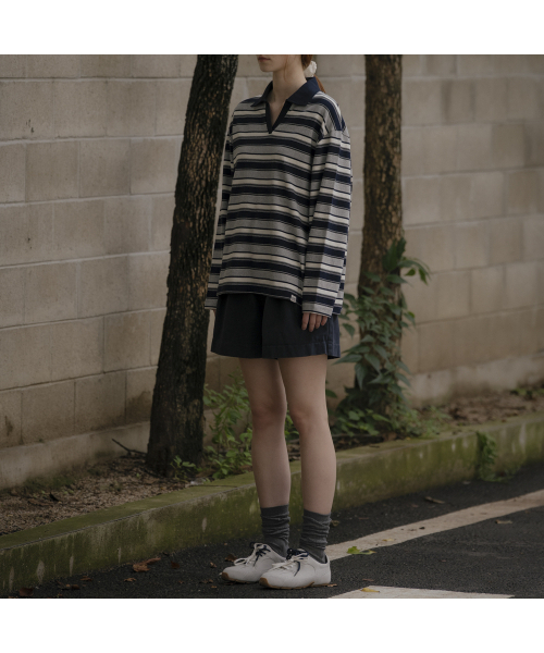 KNOWNBETTER（ノウンベター）の「Stripe overfit collar longsleeve T-shirt [KNFW03TS07]_[3color]（Tシャツ/カットソー・レディース・ネイビー/ブルー/PINK/スカイブルー・FREE）」の11枚目の写真